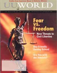  Cover, January/February 2003 UU World: Fear vs. Freedom 