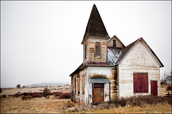 abandoned rural church in Oregon US