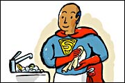 superhero washing dishes (Robert Neubecker)