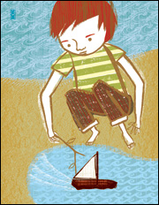 boy playing with boat (Jing Jing Tsong/theispot.com)