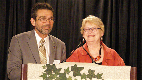 UUMA President Bill Hamilton-Holway and retiring UUA Executive President Kay Montgomery