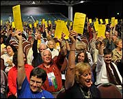 Delegates vote at the 2010 General Assembly.