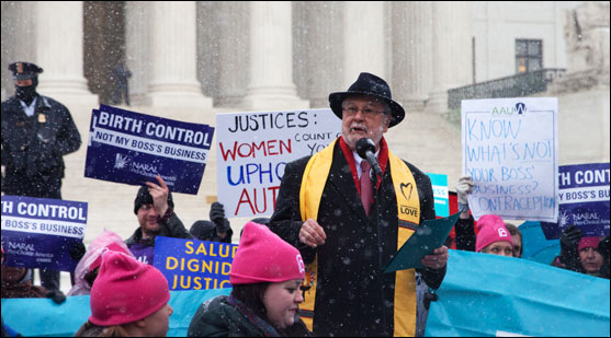 UUA President Peter Morales addresses the rally in front of the Supreme Court of the United States. (© 2014 Scott Henrichsen Photography)