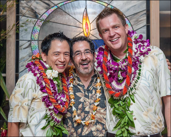 The Rev. Dr. Jonipher Kupono Kwong (left) and Chris Nelson (right) were the first gay couple wed in Hawaii