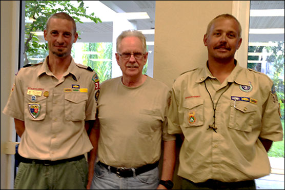 Hugh Cochran (center) helped find a new home for local Boy Scouts at the UU Church of Fort Myers, where he is a member