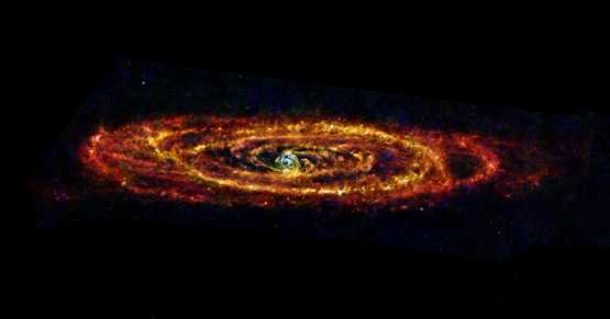 view of the Andromeda galaxy from the Herschel space observatory