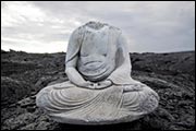 Buddha Statue in Lava Field